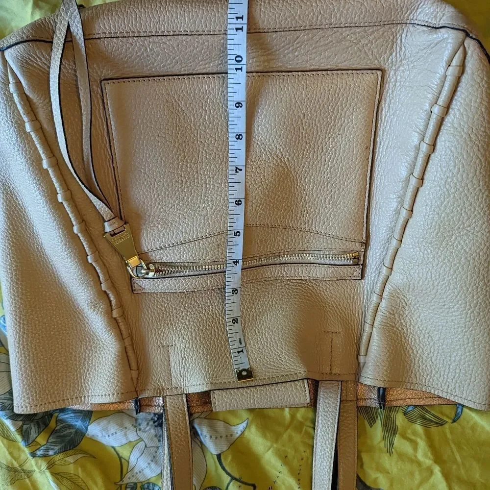 AIMEE kestenberg salmon colored pebbled leather large two strap tote bag euc